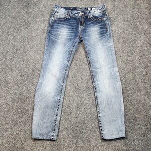 Miss Me Jeans Womens 29 Medium Wash‎ Signature Boot Embellished Jeweled Denim